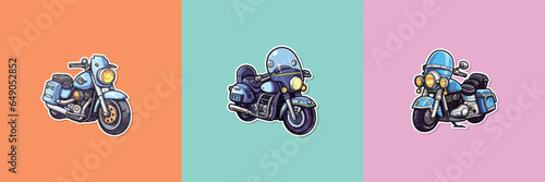 police motorcycle sticker. kawaii cartoon illustration