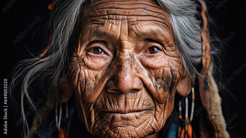 An older woman whose wrinkled face bears the brutal brunt of time spent fighting for environmental equality. Her soft eyes glow with wisdom and resilience as she recollects advocacy work An older woman whose wrinkled face bears the brutal brunt of time spent fighting for environmental equality. Her soft eyes glow with wisdom and resilience as she recollects advocacy work