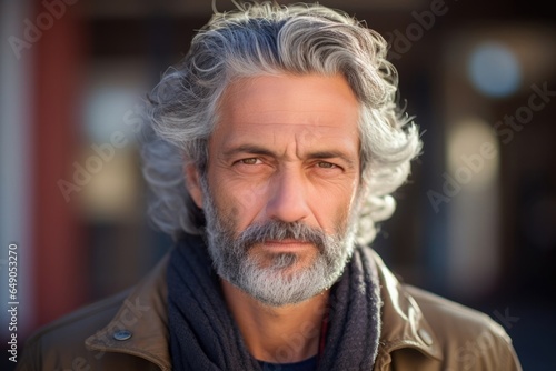 A thoughtful Greek man in his early fifties, his graying hair as unruly as his spirited campaign for immigrant rights. His clear blue eyes hold a calm determination. His traditional fustanella