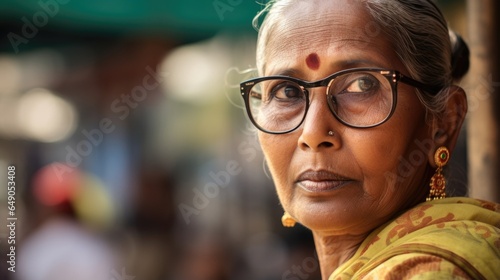 A lady wearing large round spectacles, her earnest gaze mirroring her concern for the housing crisis. Her long, braid signifies her refusal to adhere to mainstream norms, similar to her