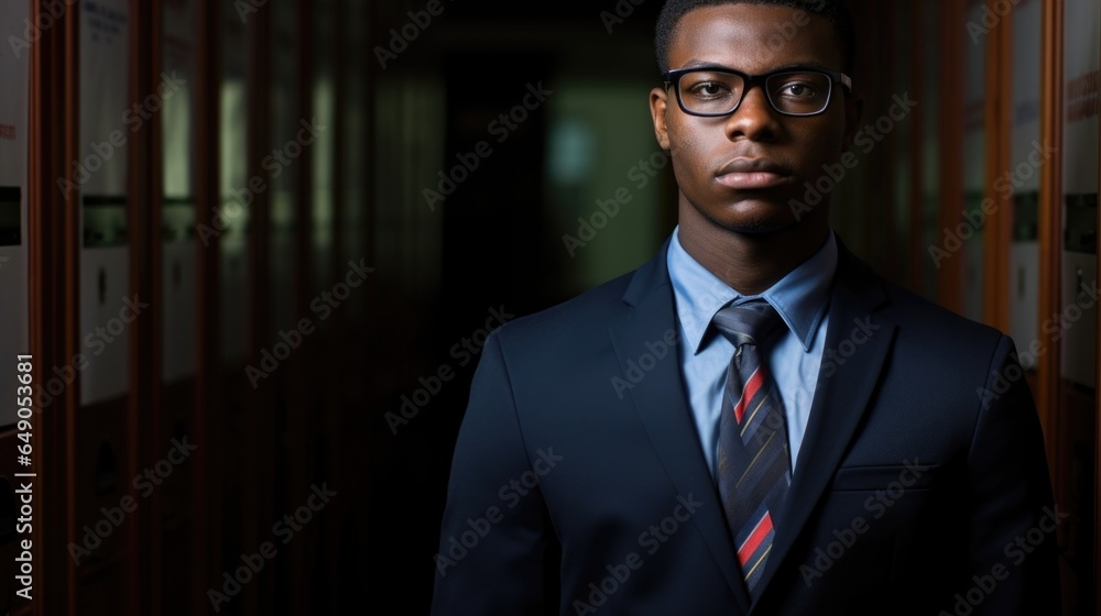 A welldressed young black man, his face framed by the sharp lines of his spectacles, speaks calmly but eloquently about the importance of protecting voter rights from systematic oppressions. A welldressed young black man, his face framed by the sharp lines of his spectacles, speaks calmly but eloquently about the importance of protecting voter rights from systematic oppressions.