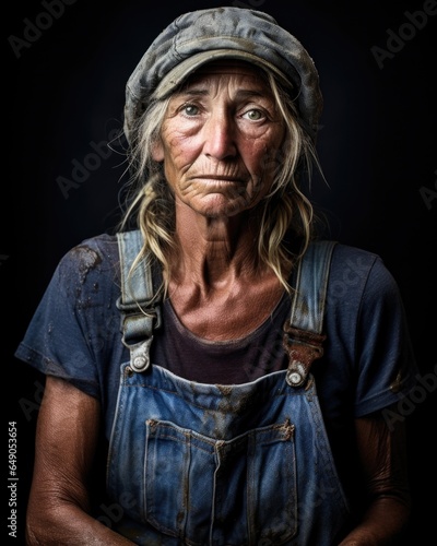 A midaged woman with gentle hands soiled from decades of farm work passionately urges the government for equal pay for agricultural workers. Her sunweathered face carries an irrepressible photo