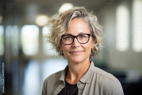 A criminal justice professor, her glasses reflecting wisdom and drive. An influential force in the education sector, she creates curriculum promoting understanding and discussion of restorative