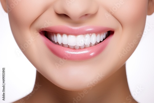 Perfect healthy teeth smile of a young woman. Teeth whitening