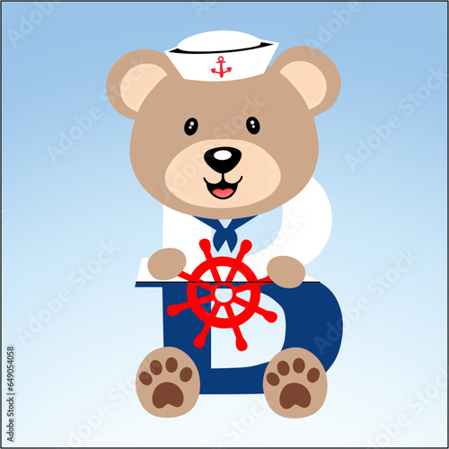 Alfabeto urso marinheiro letra b vetorial de desenho