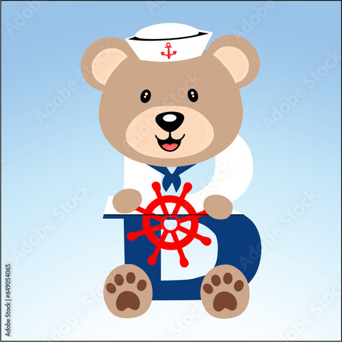 Alfabeto urso marinheiro letra b vetorial de desenho
