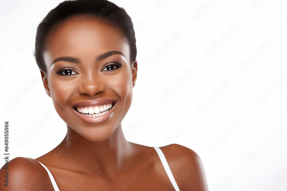 Perfect healthy teeth smile of a african american woman isolated on white Perfect healthy teeth smile of a african american woman isolated on white