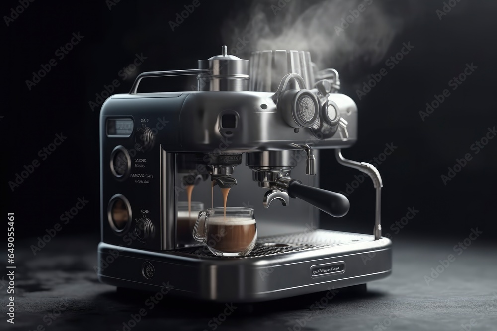 Espresso machine steaming and brewing Espresso machine steaming and brewing