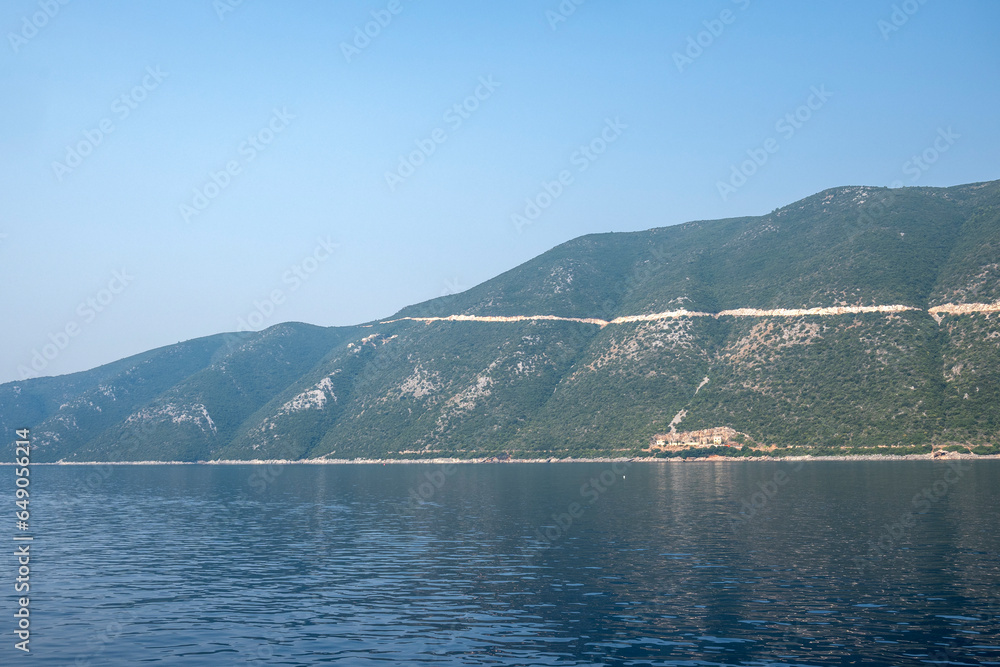 Panoramic view of coastline of Lefkada, Greece