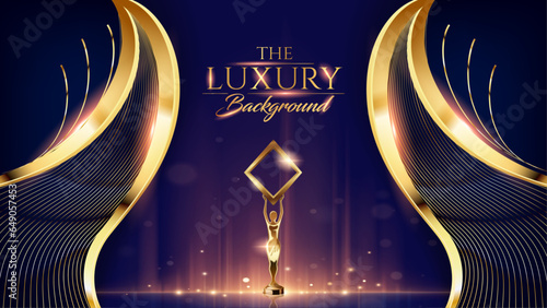 Blue and Golden Award Background. Wedding Card Design. Birthday Party Post. Anniversary Greeting Card. New Year Poster. Event Stage Backdrop. Show Led Motion Visuals. 