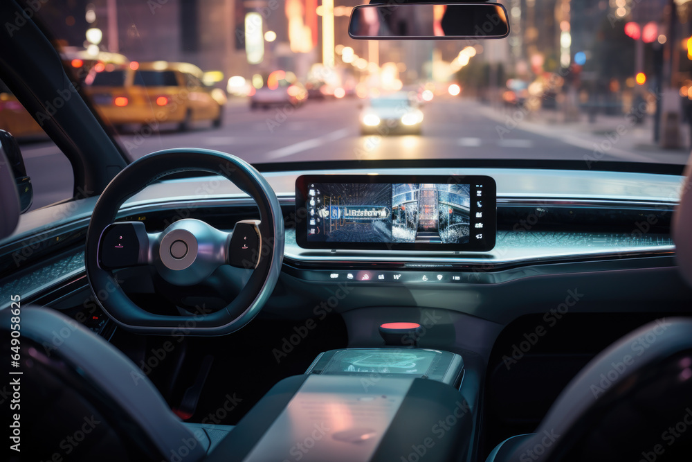 A self-driving car on a test track, showcasing AI-driven safety features. Generative Ai.