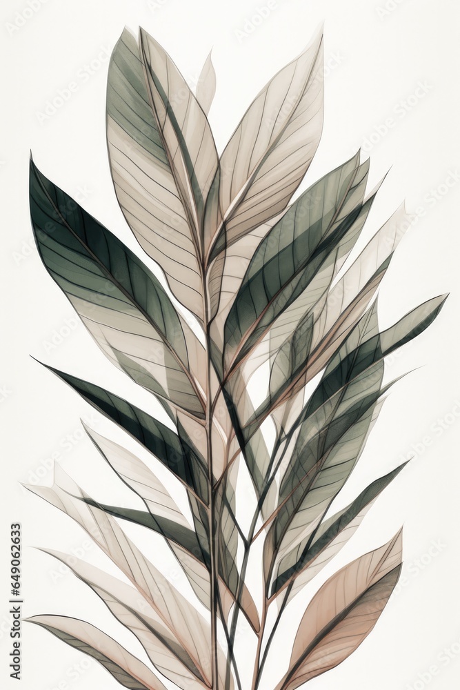 Fototapeta premium Geometric leaf lines art