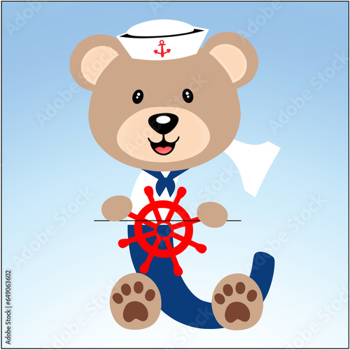 Alphabet bear sailor letter c cartoon vector