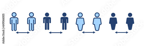 Social distance icon vector. social distancing sign and symbol. self quarantine sign