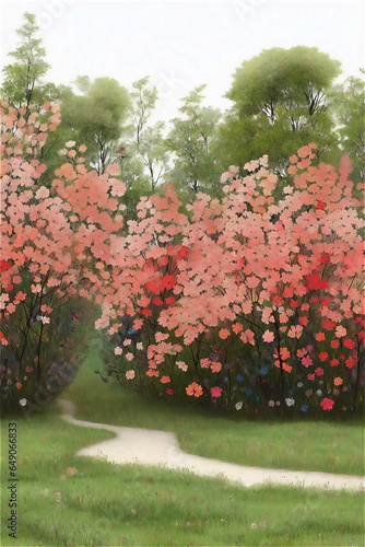 桜へ続く道　ジェネレーティブ AI