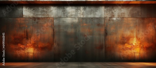 an empty abstract architectural room with rusted metal sheets © AkuAku