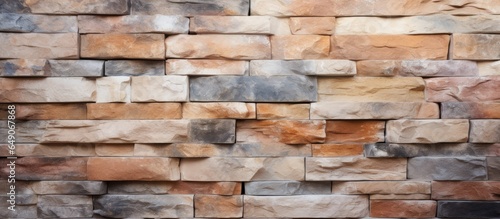 Abstract stone wall with blank stone tile cladding background