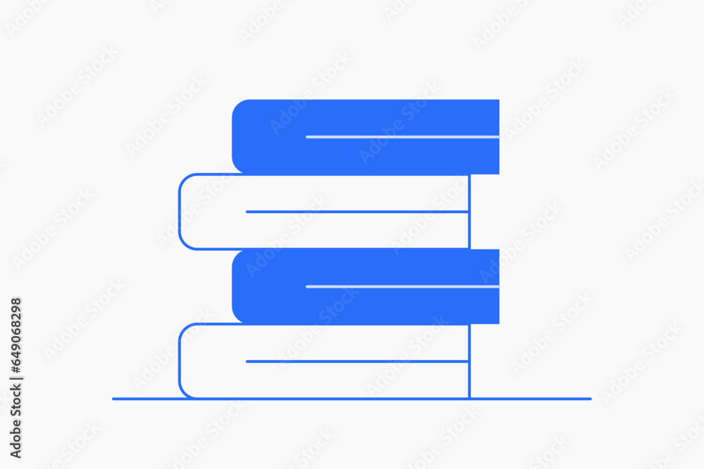 Geometric books illustration in flat style design. Vector illustration. Duotone blue icon. Geometric books illustration in flat style design. Vector illustration. Duotone blue icon.