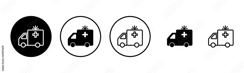 Ambulance icon set illustration. ambulance truck sign and symbol. ambulance car Ambulance icon set illustration. ambulance truck sign and symbol. ambulance car