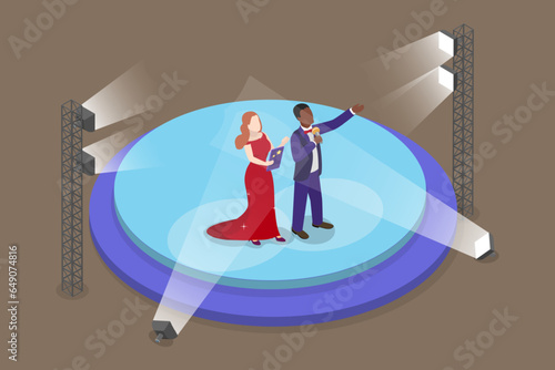 3D Isometric Flat Vector Icon of Event Hosts , Profession TV Presenter