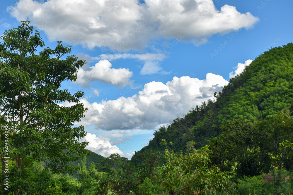 Mountains and sky, hills in Thailand,  landscape for banner 