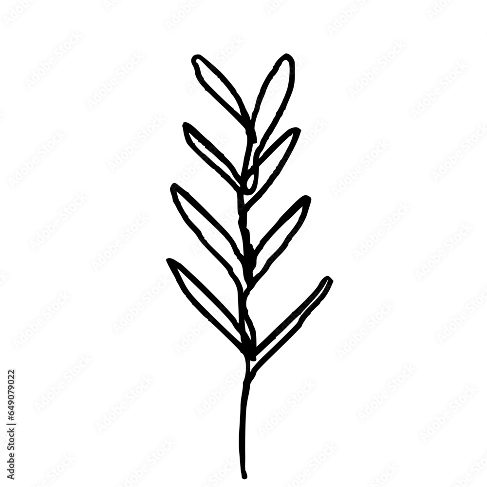 Fototapeta premium leaf branch one line drawing, simple one line art
