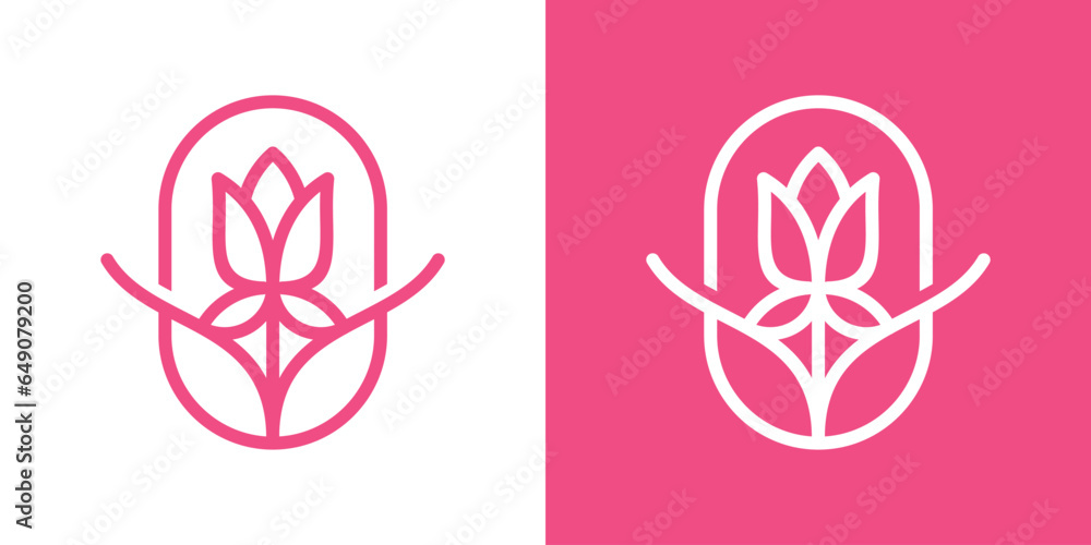 Rose flower inspired logo design made in a minimalist line style. Rose flower inspired logo design made in a minimalist line style.