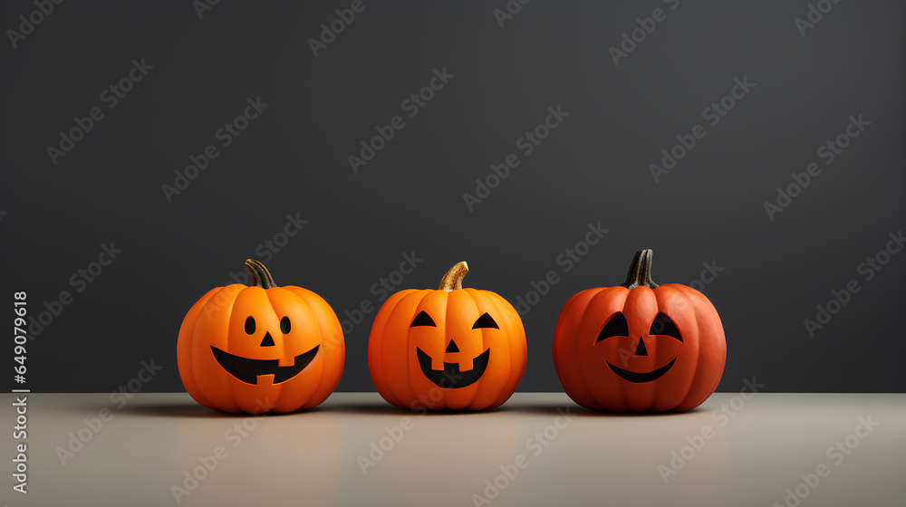 Halloween pumpkins to decorate. Funny and smiling. Plain background. Halloween pumpkins to decorate. Funny and smiling. Plain background.