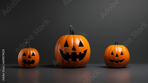 Halloween pumpkins to decorate. Funny and smiling. Plain background.