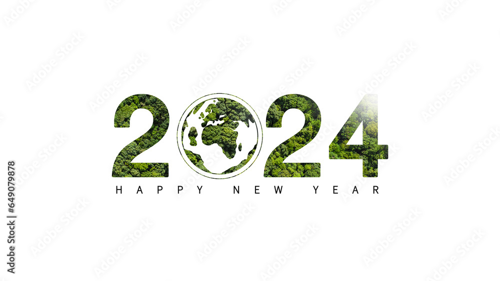 Happy Green New Year 2024, Go green 2024 concept, sustainable