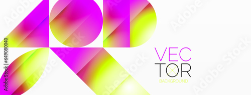 Serene gradient template. Circles and triangles mingle in minimalist perfection. Gentle fusion of forms and hues creates balanced yet captivating backdrop, embodying modern sophistication