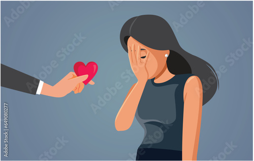 Unhappy Woman Rejecting Unwanted Love Advances Vector Cartoon. Hurt girlfriend turning down affection gesture of reconciliation
