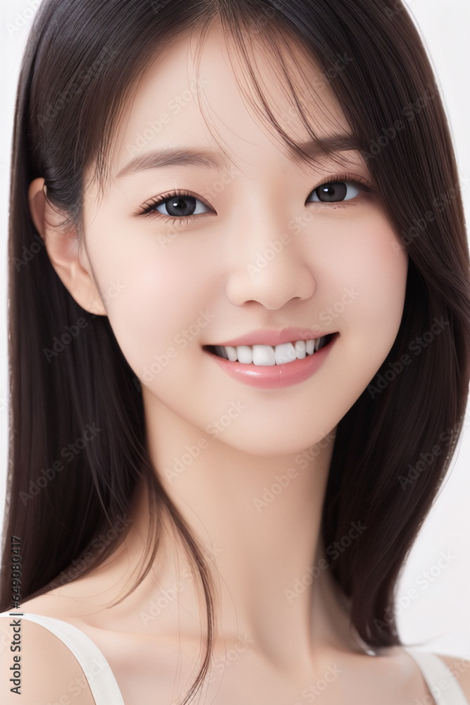 portrait beautiful Asia woman with black long hair and white shirt, illustration, Generative, AI portrait beautiful Asia woman with black long hair and white shirt, illustration, Generative, AI