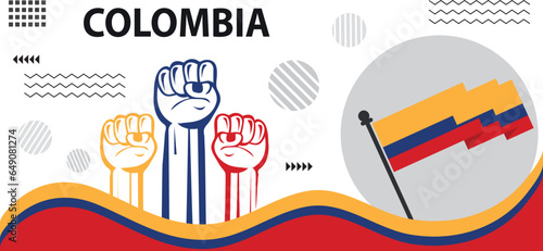 Colombia national day banner,abstract retro modern blue red yellow design.creative design..eps