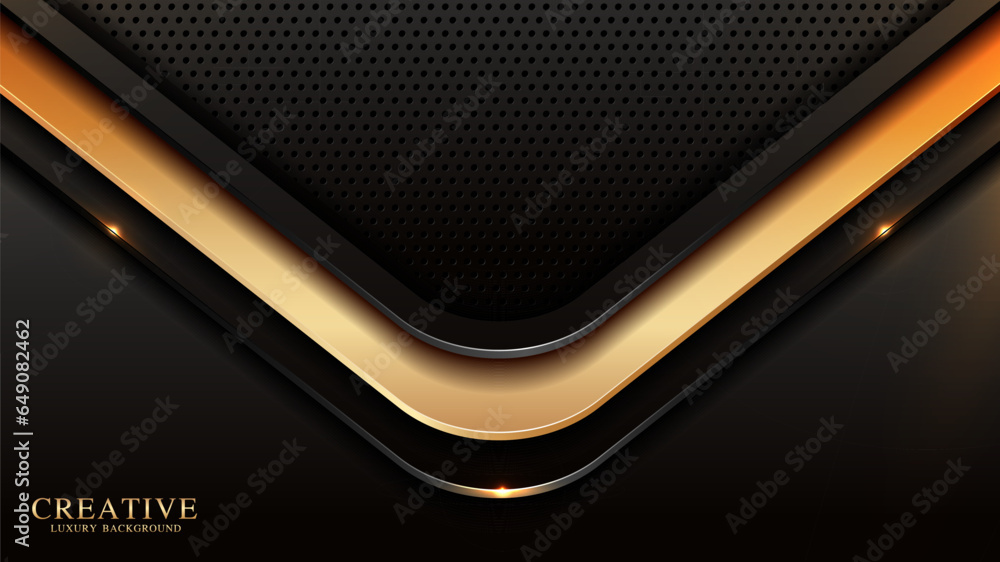 Elegant Black and Gold Technology Background with Metal Dots Luxury Abstract Image for Website Templates, Flyers, and Banners, Dynamic Shimmering Golden Light