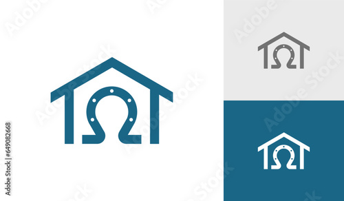 Horse house farm logo design
