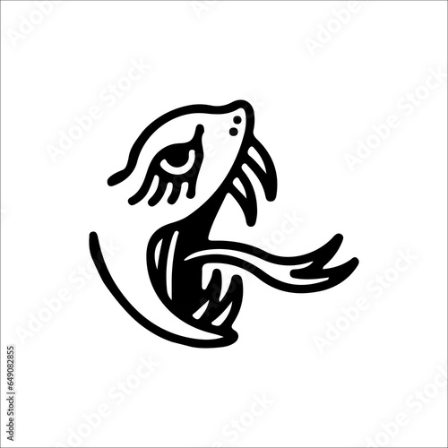 vector illustration of outline snake head