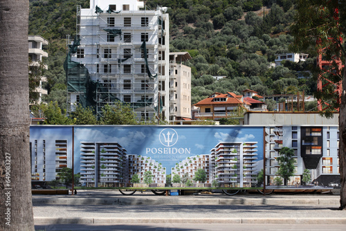 Vlorë, Albania, Sunday 2 September 2023 city center of walking on foot palm trees everywhere high quality big size prints