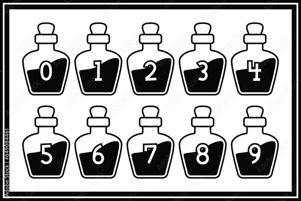 Versatile collection of potion numbers for various uses stock vector