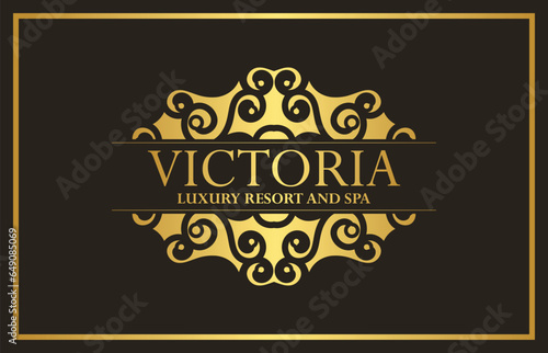 Luxury hotel label template. Trendy vintage royal ornament frames illustration.