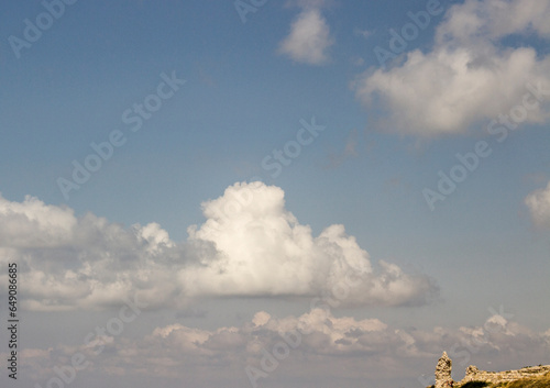 Beautiful blue sky with clouds. Photo of clouds on a blue sky.