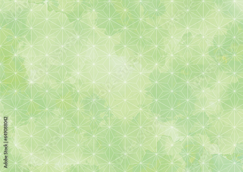 緑色の麻の葉柄の水彩風背景