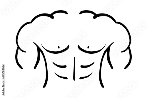 simple vector sketch six pack muscle, big bicep and tricep doodle hand draw sketch