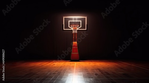 Basketball hoop and ball in the basketball court background. © Virtual Art Studio