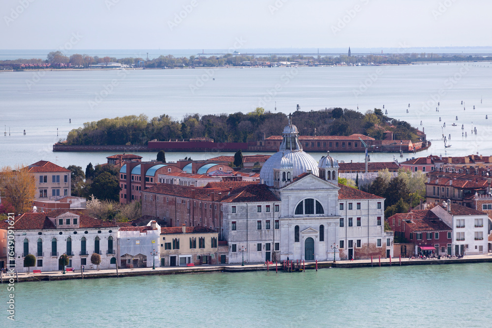 Aerial view of Le Zitelle in Venice