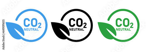 CO2 neutral carbon dioxide symbol label leaf circle tag stamp