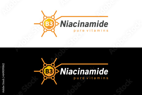 Niacinamide vitamin b3 logo vector illustration template