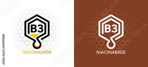Niacinamide logo vector illustration template, vitamin b3 symbol icon