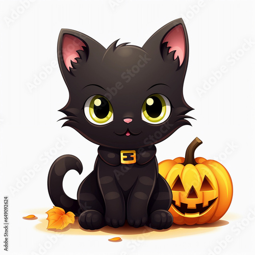 kawaii halloween black cat clipart 