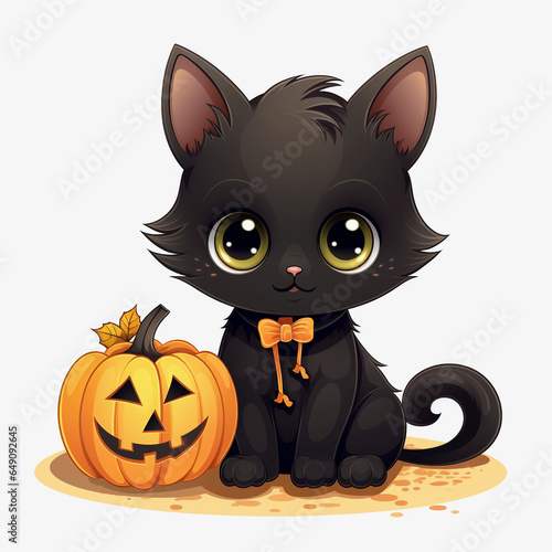 kawaii halloween black cat  clipart  © donna